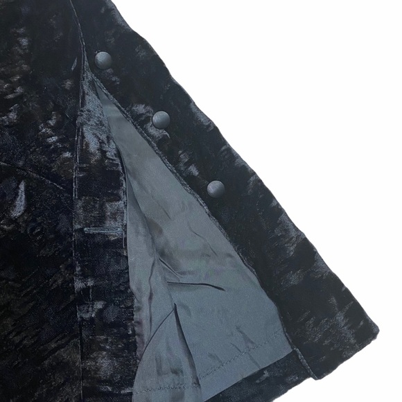 Vintage Escada Black Crushed Velvet Midi Pencil Skirt Size 8 Whimsigoth Romantic - Picture 3 of 7